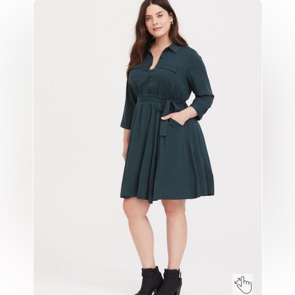 Mini Challis Button-Front Shirt Dress - Picture 3 of 16
